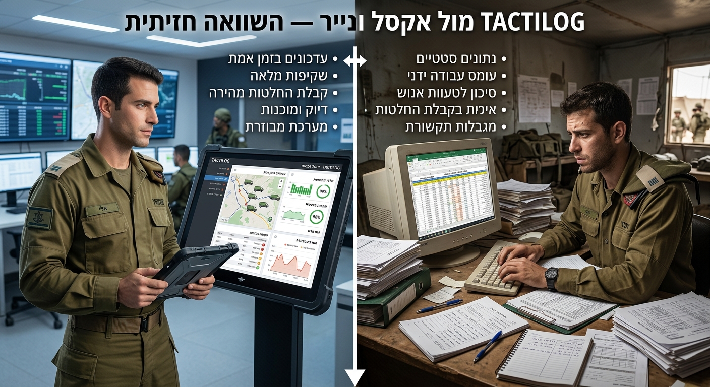 TACTILOG מול אקסל ונייר — השוואה חזיתית